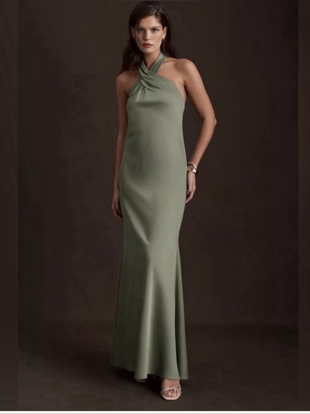 BHLDN Ruby Twist Halter Satin Gown Size 10‎
